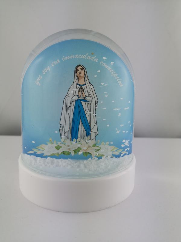 Boules à neige de la vierge fond bleu