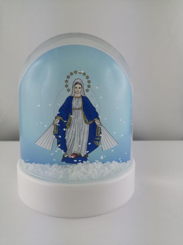 Boule à neige de la Vierge Miraculeuse fond bleu